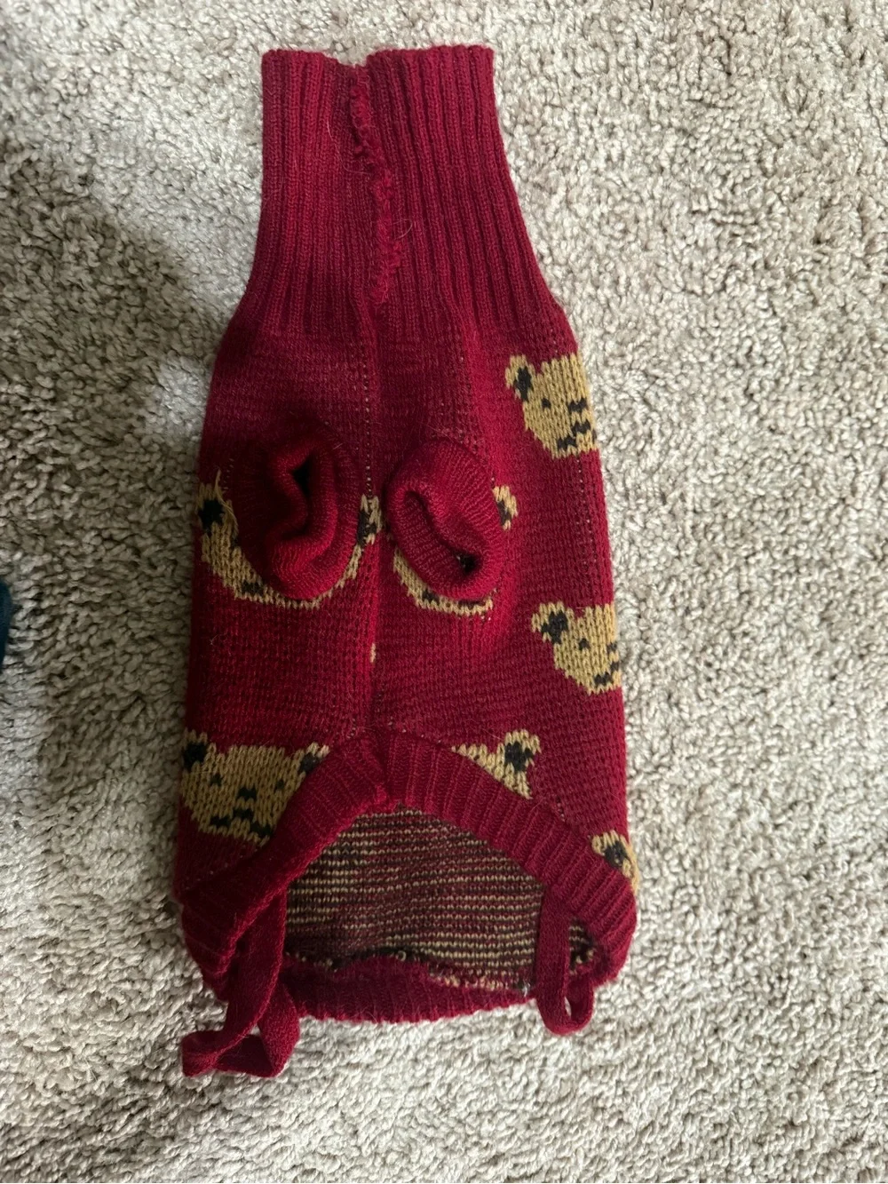 Cat Sweater in Burgundy with Bear Pattern